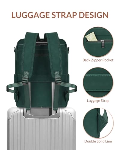 SYTRAH Leather Laptop Backpack, 15.6 Inch Business Computer Bag, Designer College Backpack Travel Backpack with Colorful Shoulder Bag Strap Green - color: Green