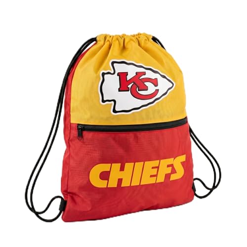 FOCO Kansas City Chiefs Big Logo Drawstring Backpack with Zippered Pocket – Limited Edition Chiefs Bag – NFL Gear for the AFC West – Show Your Team Spirit with Officially Licensed Chiefs Fan Gear - color: Kansas City Chiefs
