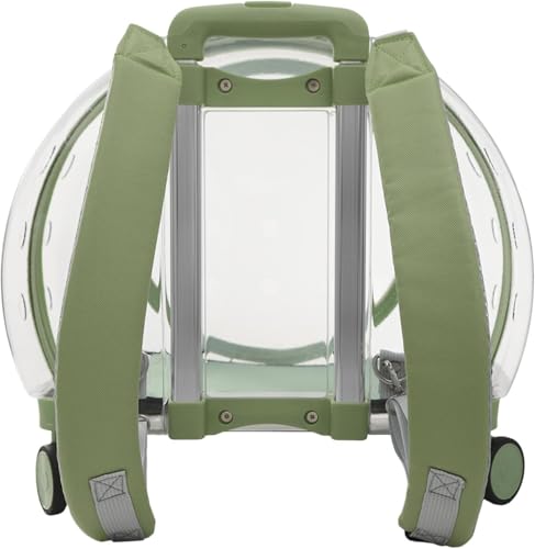 Cat Carrier with Rolling Wheels, Clear Pet Trolley Case Pet Backpack with Multiple Ventilation Holes for Cats and Dogs, Green - color: Green Cat Carrier