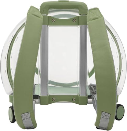 Cat Carrier with Rolling Wheels, Clear Pet Trolley Case Pet Backpack with Multiple Ventilation Holes for Cats and Dogs, Green - color: Green Cat Carrier