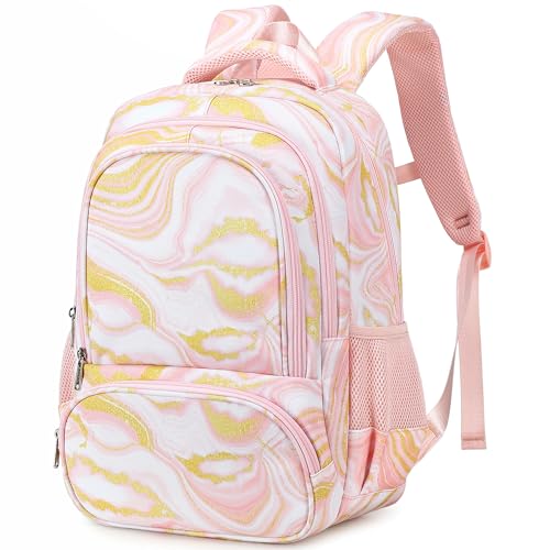 abshoo Marble Lightweight Kids Backpack For School Girls Elementary Kindergarten Bookbag School Bags (Marble PINK-B) - color: Marble Pink-b