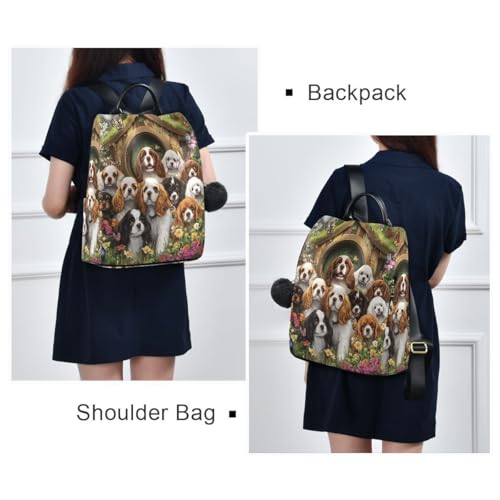 ALAZA Many Flower Butterfly Charles Cavalier Dog Trips Hiking Camping Rucksack Pack for Women - color: multicolor 19