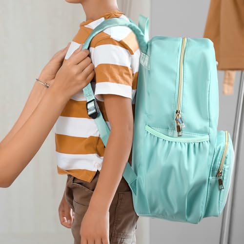 1 Piece Nylon Backpack Kids School Backpack for Toddler Girls Boys Plain Waterproof Preppy Bookbags Travel for Student (Green) - color: Green