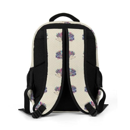 Cute College Laptop Backpack Hedgehog Polka Dot, Sturdy Travel Business Bag with Tumbler Holder Gifts for Nurse Teacher Women - color: Pattern (262)