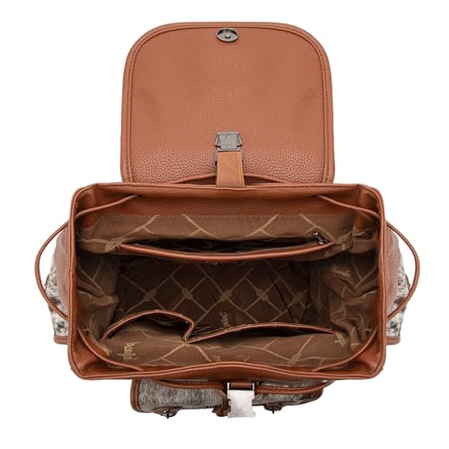 Montana West Wrangler Backpack Purse for Women Hair-on Cowhide Backpacks Western Travel Bags - color: Cowhide Brown