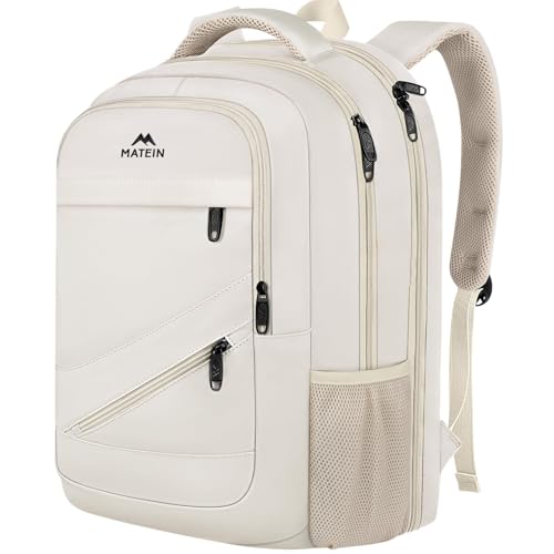 MATEIN Extra Large Backpack for Women, 18 Inch TSA College Backpack with Multiple Compartments & Anti Theft Pocket, 50 L Fashion Work Computer Carryon for Business, Cream Beige - color: Beige, size: 18.4 Inch
