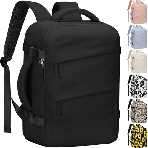 Tenot Travel Backpack for Women Men Carry on Flight Approved Lightweight 15.6 Inch Laptop Backpack Duffle College Business Work Weekender Hiking Travel Essentials Suitcase Backpack Black - color: Black, size: Large-15.6 Inch