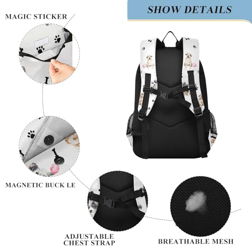 ALAZA Puppy Dog Paw Prints Animal Laptop Backpack Purse for Women Men Travel Bag Casual Daypack with Compartment & Multiple Pockets - color: Dog
