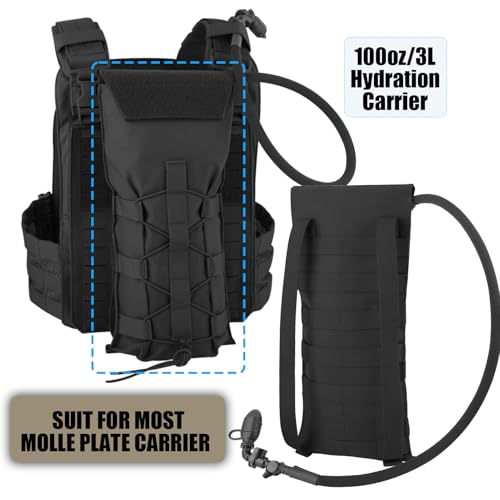 PETAC GEAR 1.5L / 3L Tactical Hydration Pack，Molle Carrier Pouch for 50 oz /100 oz Hydration Bladder Daypack Water Backpack. - color: BK, size: 3L bag only