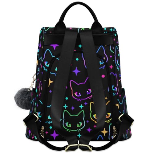 MNSRUU Women Backpack Purse Colorful Neon Cat Heads Backpack for Women Anti-theft Shoulder Bag Carry On Backpack Lightweight Rucksack Fashion Travel Ladies Bags - color: Cute 26