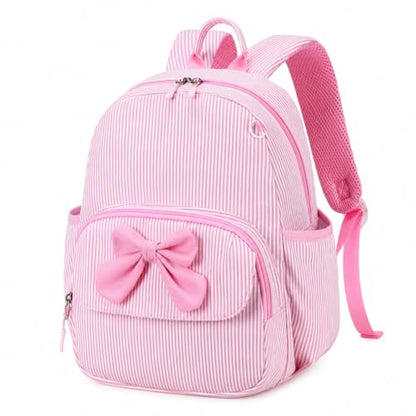 BTOOP Kids Backpack for Boys Girls 3-6, Preschool Kindergarten Backpack with Insulated Lunch Compartment & Chest Strap (Pink Stripes-M, Age 3-6 (14.5" H Fit Folder)) - color: Pink Stripes-m, size: Age 3-6 (14.5" H Fit Folder)