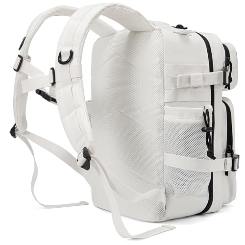 QT&QY 25L/45L Military Tactical Backpack For Men Molle Daypack 3 Day Bug Out Bag Hiking Rucksack With Bottle Holder - color: 25l White
