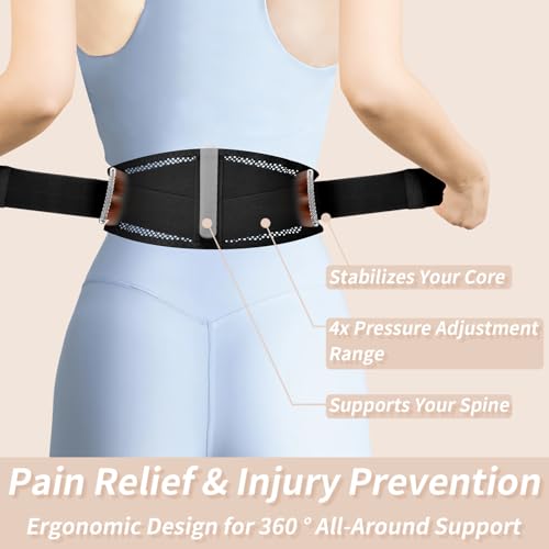 Slim & Narrow Back Brace for Lower Back Pain Women and Men, Lightweight & Thin Back Support Belt for Sciatica, Herniated Disc Relief, Breathable Lumbar Support Belt with Dual Adjustable Compression-L/XL - size: L/XL(Waist:42''-53'')