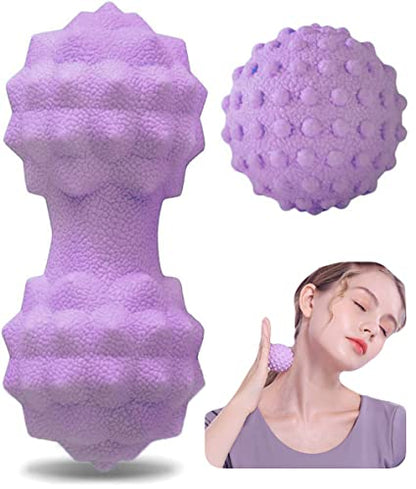 Peanut Massager Ball Set, Double Lacrosse Massage Ball and Mobility Ball for Physical Therapy, Myofascial Deep Tissue Trigger Point Massage Tool for Neck, Shoulder, Back, Legs, Hips (Purple) - color: Purple