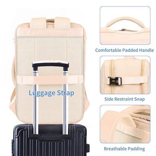 GAEKEAO Travel Backpack for Women Men, Airline Approved 15.6 Inch Laptop Carry On Backpack with Shoe Pouch Luggage Weekender Bag for Travel Business Work Hiking Beige - color: B02 Beige