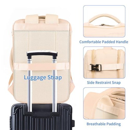 GAEKEAO Travel Backpack for Women Men, Airline Approved 15.6 Inch Laptop Carry On Backpack with Shoe Pouch Luggage Weekender Bag for Travel Business Work Hiking Beige - color: B02 Beige
