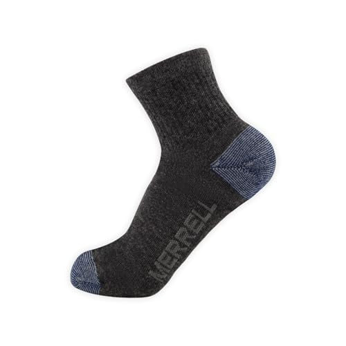 Merrell Unisex 3-pack Trekker Outdoor Ankle Socks, Mid-height Wool Blend Trail Socks Multi-pack - color: Charcoal Heather, size: Large-X-Large