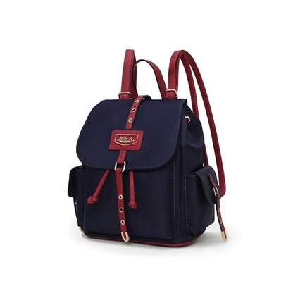MKF Collection Travel Backpack for Women, Nylon Top Handle Travel bag Roomy Daypack Carry on Backpack by Mia K - color: Navy Blue