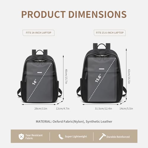 GOLF SUPAGS Womens Laptop Backpack with Separate Laptop Compartment Water Resistant Computer Backpacks Fits 15.6 Inch Notebook Travel Work College Bags (15.6-Inch, Black) - color: Black, size: 15.6-Inch