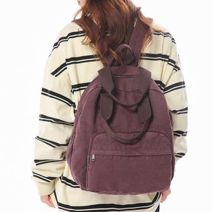 MaxxCloud Unisex Casual Canvas Laptop Backpack,Lightweight Work Daypack Travel Bag,Men Women Top Handle Rucksack - color: Purple