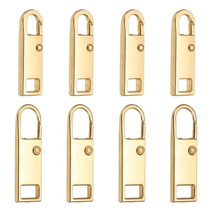 uxcell 8Pcs Zipper Pull Replacement, Metal Zipper Handle Mend Fixer Tab Repair for Luggage Suitcase Backpack Jacket Bags Boots Coat Handbags, (Gold, 2 Size) - color: Gold, size: Small/Medium