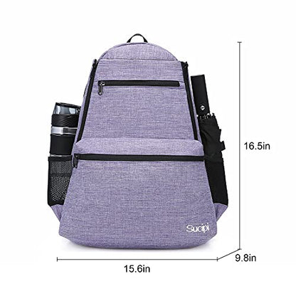 Sucipi Tennis Bag Professional Tennis Backpack for Men and Women Racket Bags Holds 2 Rackets with Ventilated Shoe Compartment - color: Purple