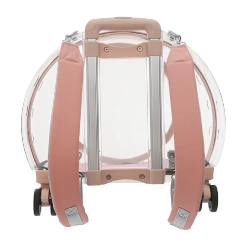 Pet Carrier with Wheels, Clear Cat Carrier Pet Trolley Case Pet Backpack with Multiple Ventilation Holes for Cats and Dogs, Pink - color: Pink Cat Carrier