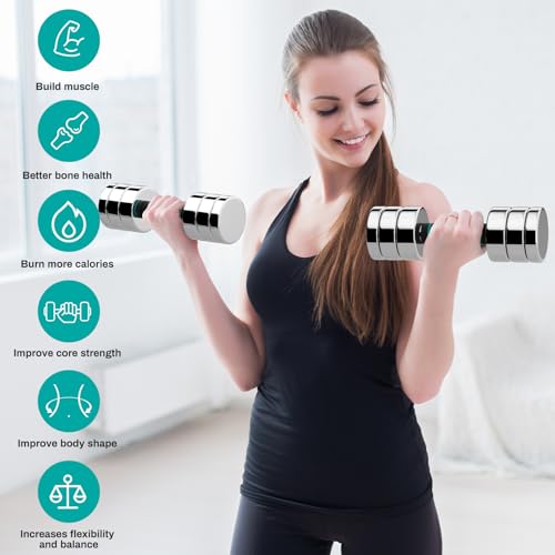 LIFERUN Steel Adjustable Dumbbell Set of 2, 5/10/15lb Free Weights Dumbbells Set, Non-Slip and Comfortable Foam Handle, Adjustable Dumbbells Weights Set for Home Gym Office Exercise - style: 10lbx2