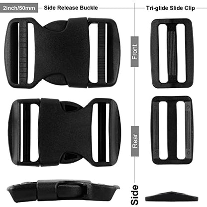 Buckles for Straps 1 inch:Side Release Buckle Plastic Clip 4 set + Tri-Glide Slide 8 pcs,Fit 1 inch Wide Nylon Strap Webbing Belt,Heavy Duty Dual Adjustable Plastic Buckle No Sewing… - color: 1" 4 Pcs Buckle Set