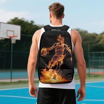 Basketball Backpack With Separate Ball Compartment And Shoes Fit Basketball Volleyball Football - color: Flame Basketball