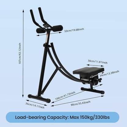Ab Machine Abdominal Workout Machine Home Gym Exercise Machine with LCD Display, Slope Adjustment Fitness Equipment Silent Roller Core Strength Trainers for Abdomen Arms Back Legs Exercise