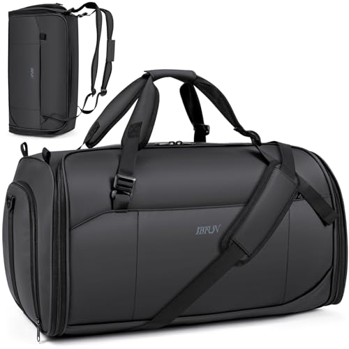 Convertible Garment Bags for Travel - Carry on Garment Duffle Bag with Backpack Straps for Men Women, 4 in 1 Large Travel Duffel Bags with Shoes Compartment Hanging Suit Dress Weekender Bag - color: A-Black