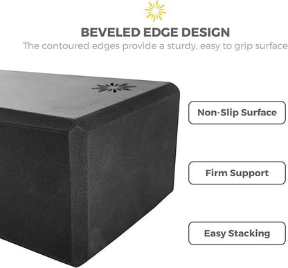4" Yoga Block, 10 Pack Bulk EVA Foam Yoga Blocks, Firm and Supportive Yoga Brick, Balance Foam for Stretching, Pilates, and Workout, 4" x 6" x 9" - color: Black