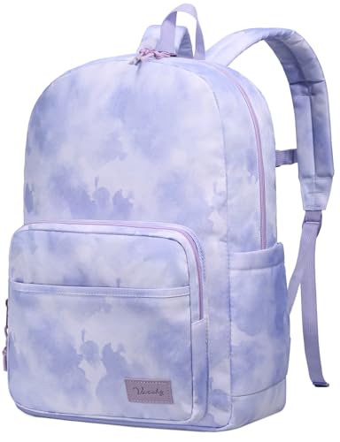 VASCHY School Backpacks, Lightweight Bookbag Schoolbag for Teen Girls Casual Basic Simple Daypack for Women Lavender Tie-Dye - color: Lavender Tie-dye