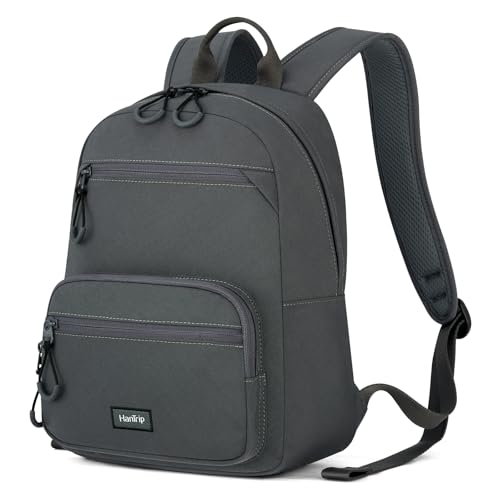 HanTrip Carry On Travel Backpack For Men Women, 13 Inch Small Mini Work Bag Personal Item Backpacks, Camping Back Pack Lightweight Hiking Daypack For Office Nurse Commuter (Dark Gray) - color: Dark Gray, size: 13 Inch