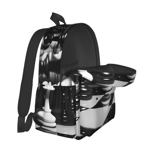 black and white chess Travel Backpack for Men Women 15.6 inch Laptop Backpack Casual Daypack for Weekender - color: Black and White Chess