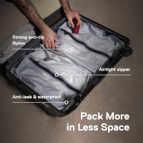 Ekster Travel Pack Vacuum Kit - Travel Vacuum Bags with Pump - Odor & Waterproof Anti-Rip Nylon Compression Bags - Space Saver Vacuum Storage Bags - Wireless Vacuum Pump for 15+ Items -1Pack - size: Vacuum Travel Kit - 1 Pack