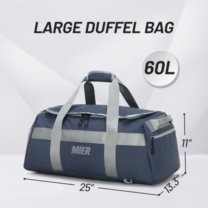 MIER Gym Bag for Men Large Duffel Backpack with Shoe Compartment, 60L Convertible Duffle Bags Weekender Overnight Bag for Gym Sports Travel, Blue - color: Blue