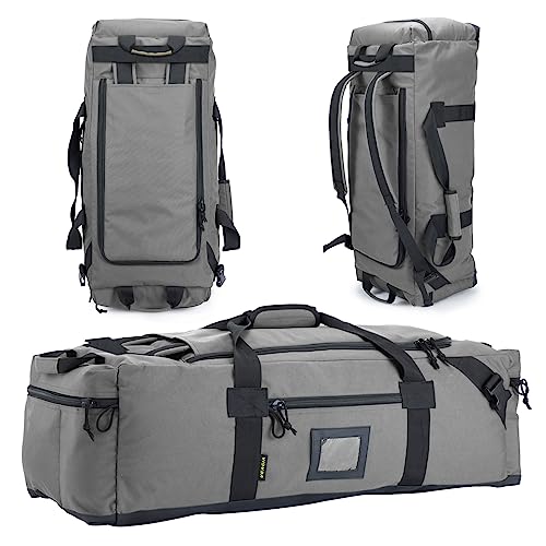 105l Large Duffel Bag For Travel, Gym & Sports - Water Repellent Polyester, Hidden Straps, Shoe Compartment - Perfect Luggage Duffle Bag Or Backpack For Men & Women - color: Grey, size: L
