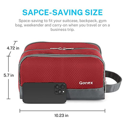 Gonex Travel Toiletry Bag Nylon, Shaving Bag Toiletry Organizer Red - color: Red