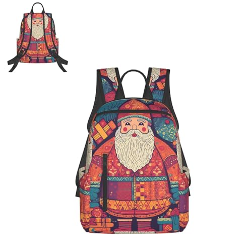 Travel Backpack for Women Men Cartoon Santa Claus Daypack 15 inch Lightweight Computer Bag Casual Back Pack - color: Cartoon Santa Claus1