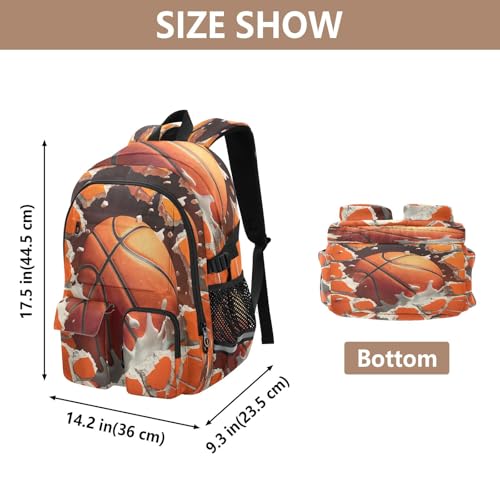 Bolaz Basketball Breaks Through The Wall Travel Backpack 14 Inch Laptop Computer Bag Sturdy School Bag College Bookbag