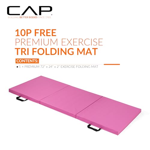 CAP Barbell All Purpose Folding Anti Tear Exercise Training Aerobic Fitness Gym & Gymnastics Balance Mat | Multiple colors - color: Pink, style: 6' x 2' x 2.0" Thick
