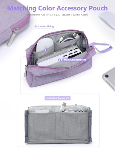 HYZUO 13 Inch Laptop Sleeve Bag Set for MacBook Air 13 M5/M4/M3/M2/M1 A3449 2026-2018, 13" MacBook Neo 2026 A3404, MacBook Pro 13 M2/M1 2026-2016, iPad Pro/Air 13, XPS 13, Surface Pro, Lilac Purple - color: Lilac Purple, size: 13 Inch