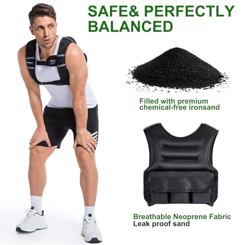 Adjustable Weighted Vest for Women and Men, DecRose 6-10lb/12-18lb Rucking Vest with 6 Ironsand Weights, Body Weight Vest for Home Workouts, Running, Walking and Strength Training - size: 6-10LB