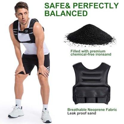 Adjustable Weighted Vest for Women and Men, DecRose 6-10lb/12-18lb Rucking Vest with 6 Ironsand Weights, Body Weight Vest for Home Workouts, Running, Walking and Strength Training - size: 6-10LB