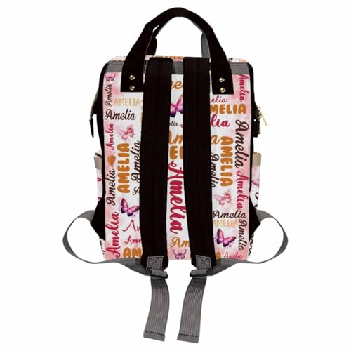 Custom Diaper Bag with Name, Christmas Personalized School Bag, Monogram Nappy Backpack with Thermal Pockets for Adults Kids, Large Capacity Waterproof Diaper Bag Xmas Gift - color: A-color-4