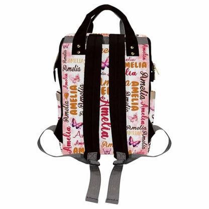 Custom Diaper Bag with Name, Christmas Personalized School Bag, Monogram Nappy Backpack with Thermal Pockets for Adults Kids, Large Capacity Waterproof Diaper Bag Xmas Gift - color: A-color-4