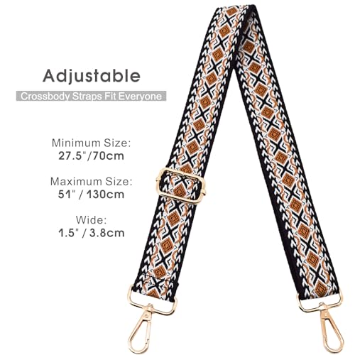 Replacement Purse Strap Shoulder Strap Adjustable Crossbody Strap for Women Crossbody Wide Shoulder Bag - color: Gold Hardware+rhombic Gold