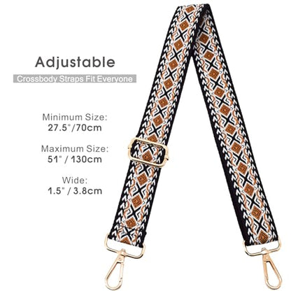 Replacement Purse Strap Shoulder Strap Adjustable Crossbody Strap for Women Crossbody Wide Shoulder Bag - color: Gold Hardware+rhombic Gold